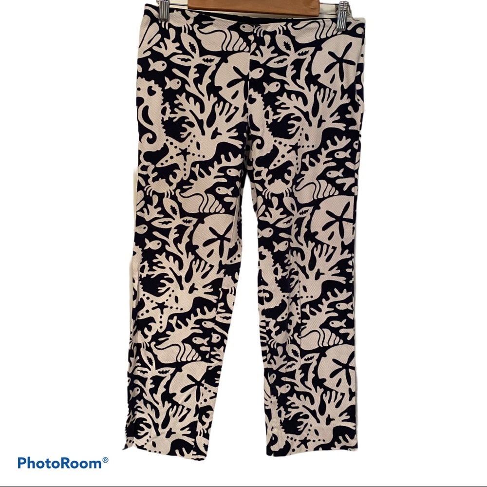 VINEYARD VINES PANTS CAPRI BLUE WHITE FLAT FRONT PREPPY Size 4